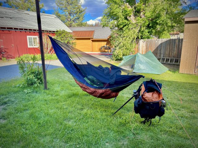 Sweet little town with a General Store whose owner allows PCT hikers to camp out back. Only there are no trees, so I used Treez and a steel pole to make do.