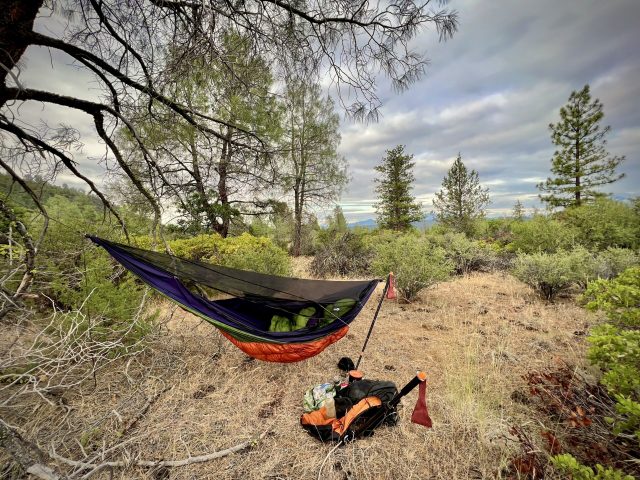 I was fortunate to enjoy cool weather and cloudy skies for this stretch that's often oppressively hot and exposed. There are trees, but I couldn't find a well-spaced pair, so ...